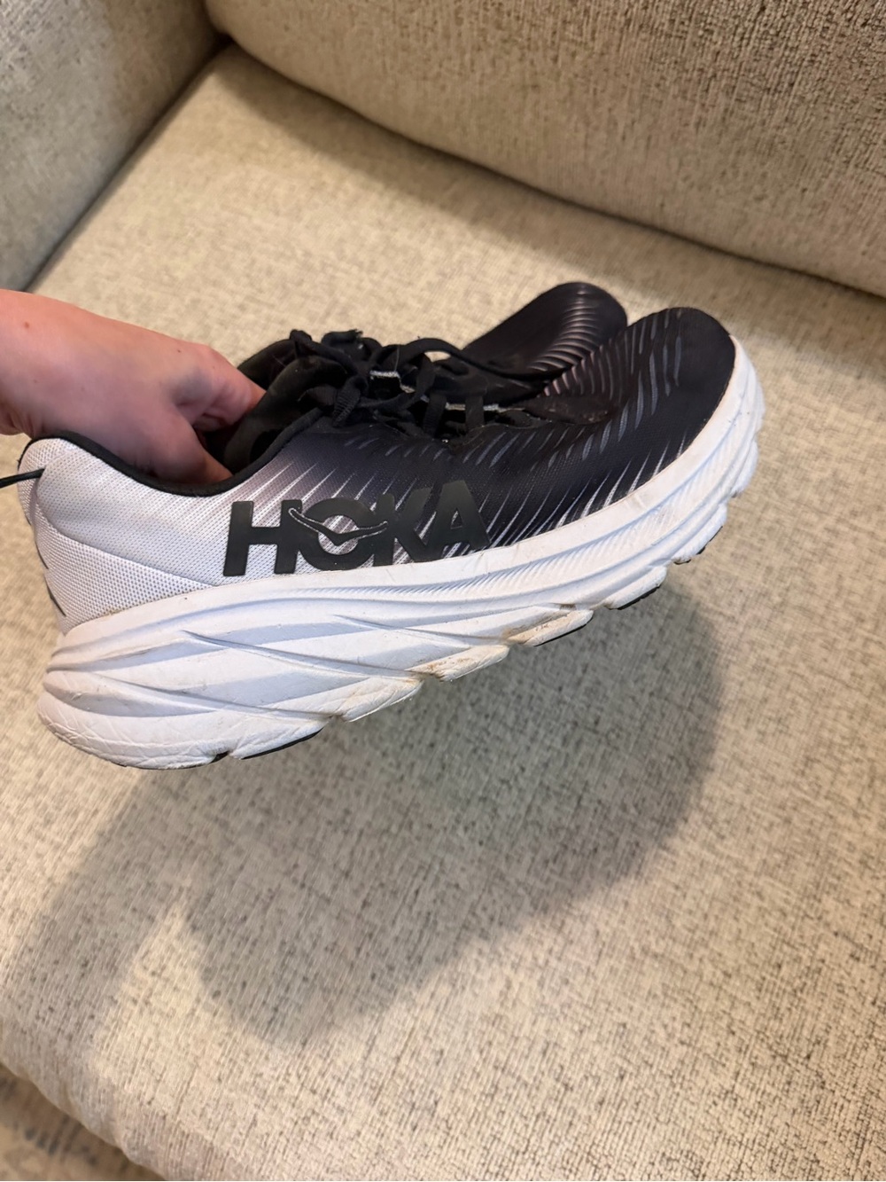 Hokas size  8 black & white running shoes #running #athletic